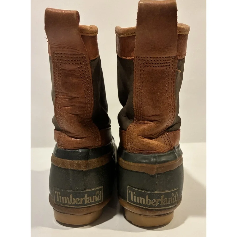Timberland Mens Vintage Duck Boots Brown Green Waterproof Pull On Size 8 21307